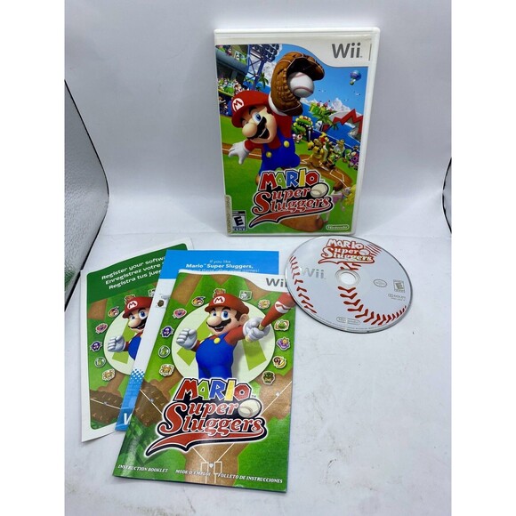 Mario Super Sluggers Nintendo Wii 2008 w/ Manual + Inserts CIB Baseball